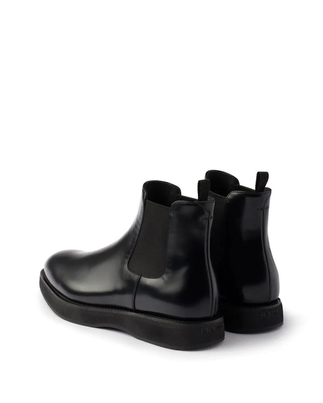 Prada Black Elasticated-Panel Leather Chelsea Boots for men