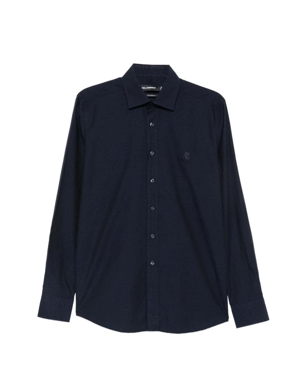 Karl Lagerfeld Blue Floral-Embroidered Shirt for men