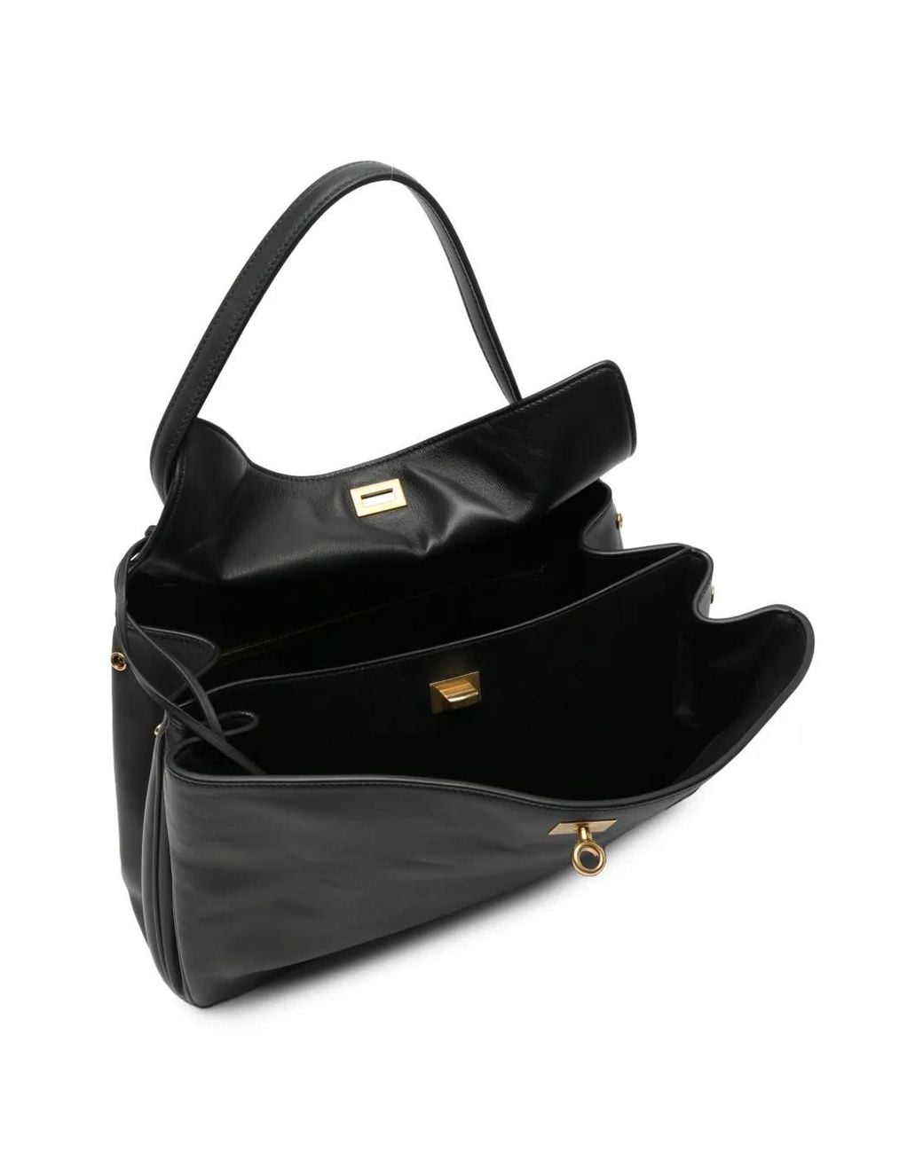 Balenciaga Medium Rodeo Leather Tote Bag in Black | Lyst