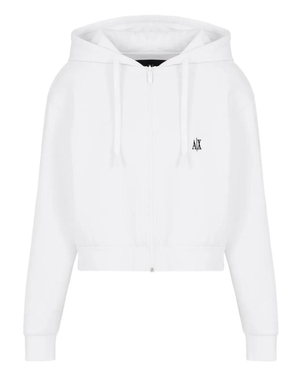 ARMANI EXCHANGE White Logo-Embroidered Zip-Up Sweatshirt