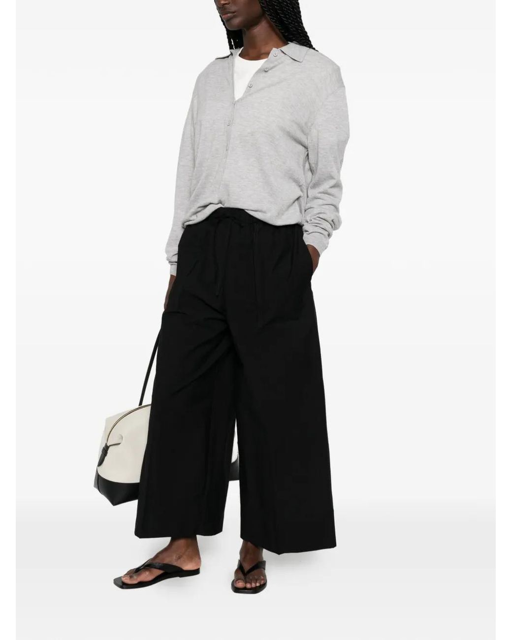 Totême  Black Drawstring Patch-Pocket Trousers