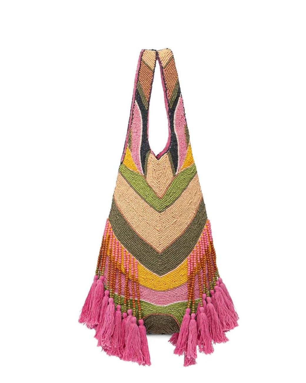 Never Fully Dressed White Beaded Tassel Tote Bag