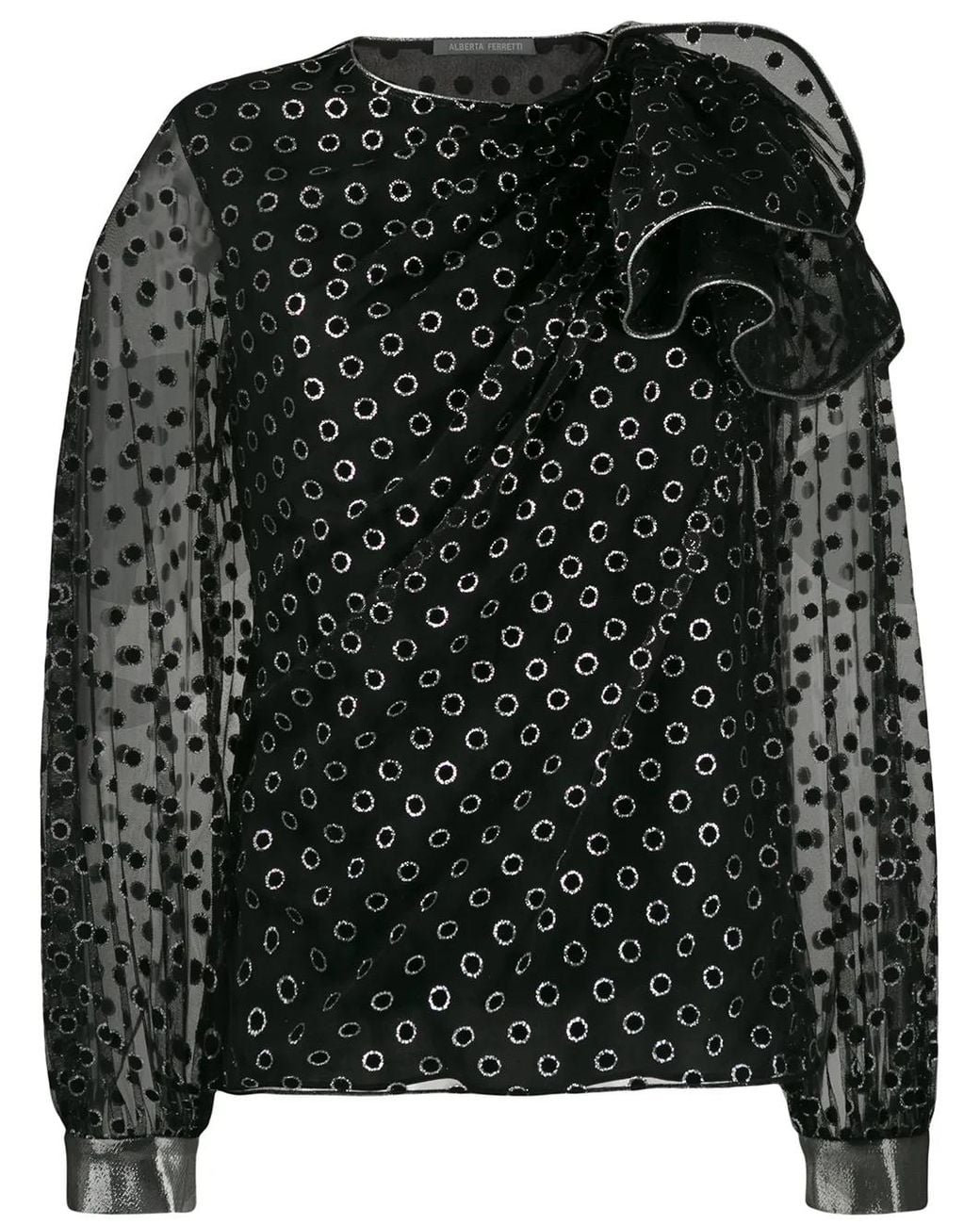 Alberta Ferretti Black Eyelet Detail Blouse