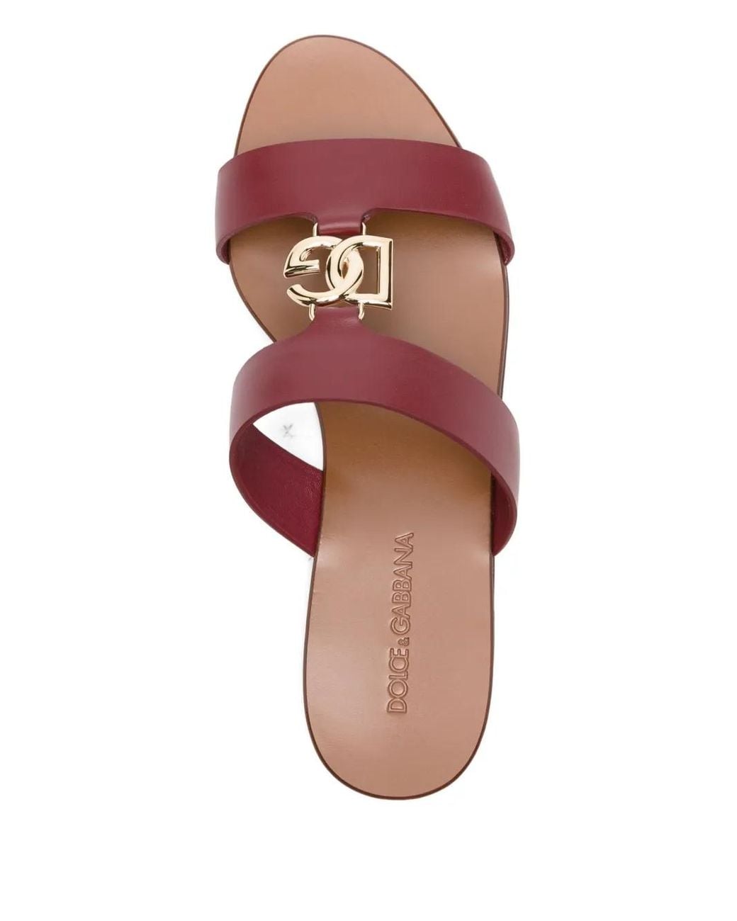 Dolce & Gabbana Pink Leather Logo-Plaque Sandals