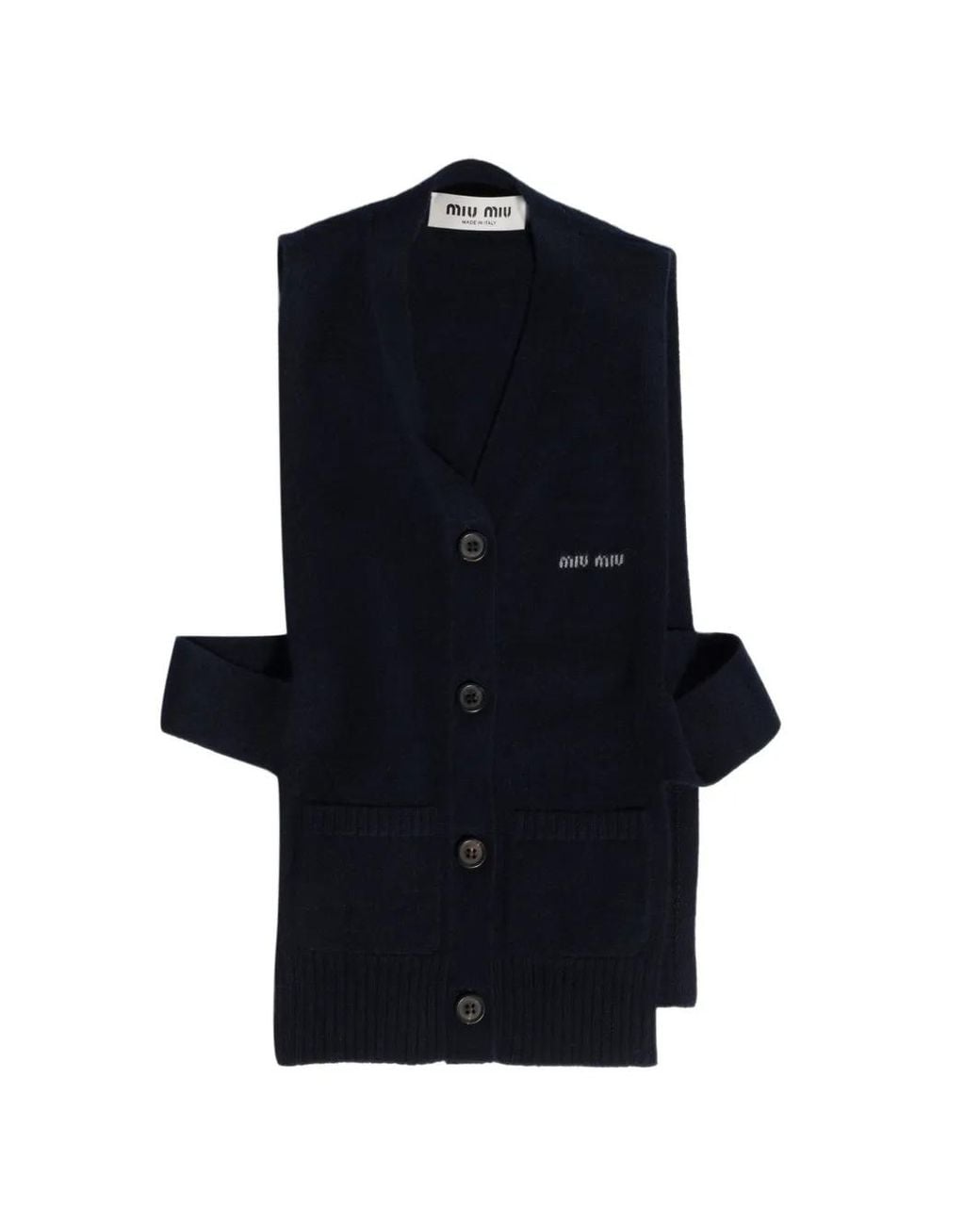 Miu Miu Blue Cashmere Cardigan Vest
