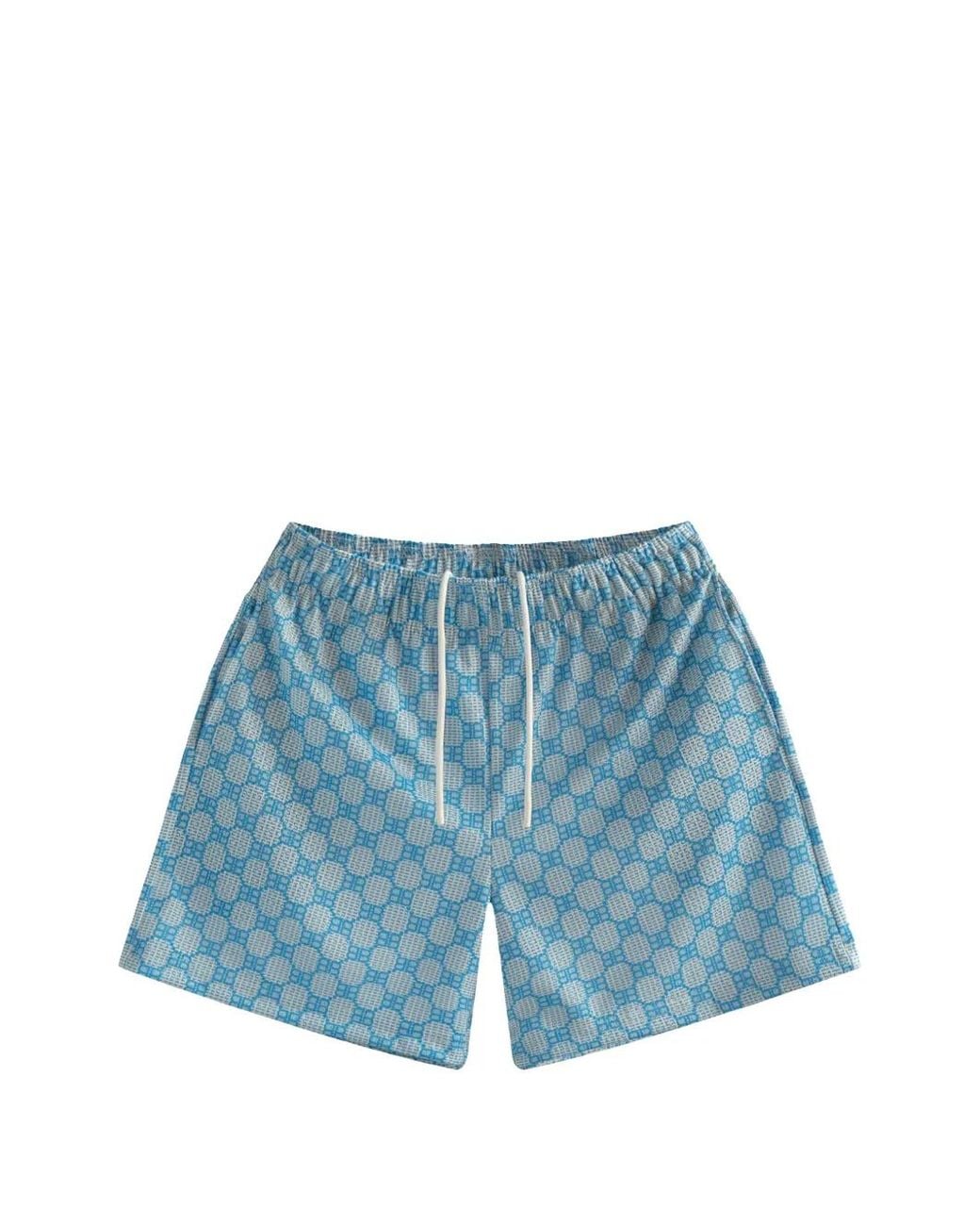 Bravest Studios Blue Matrix Geometric-Print Track Shorts for men