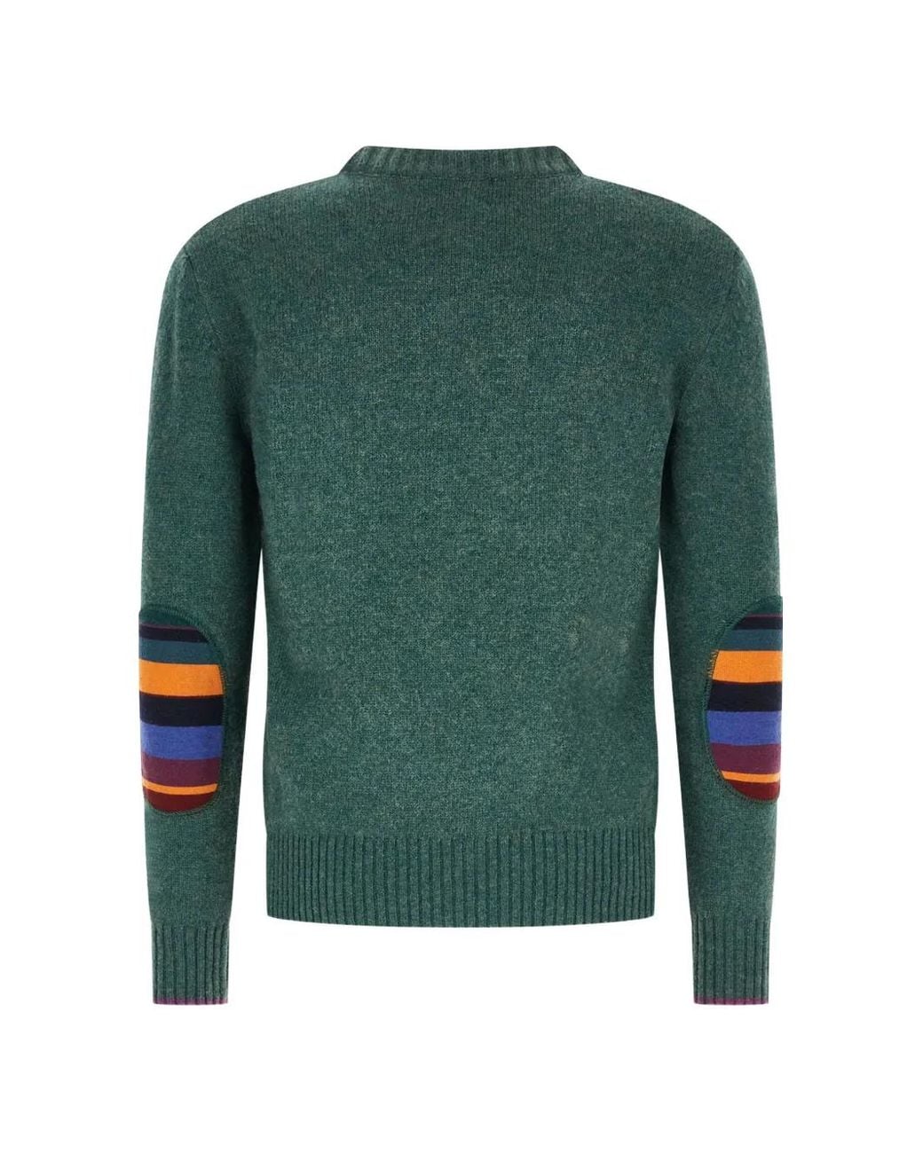 Gallo Green Striped-Elbow-Patch Sweater for men