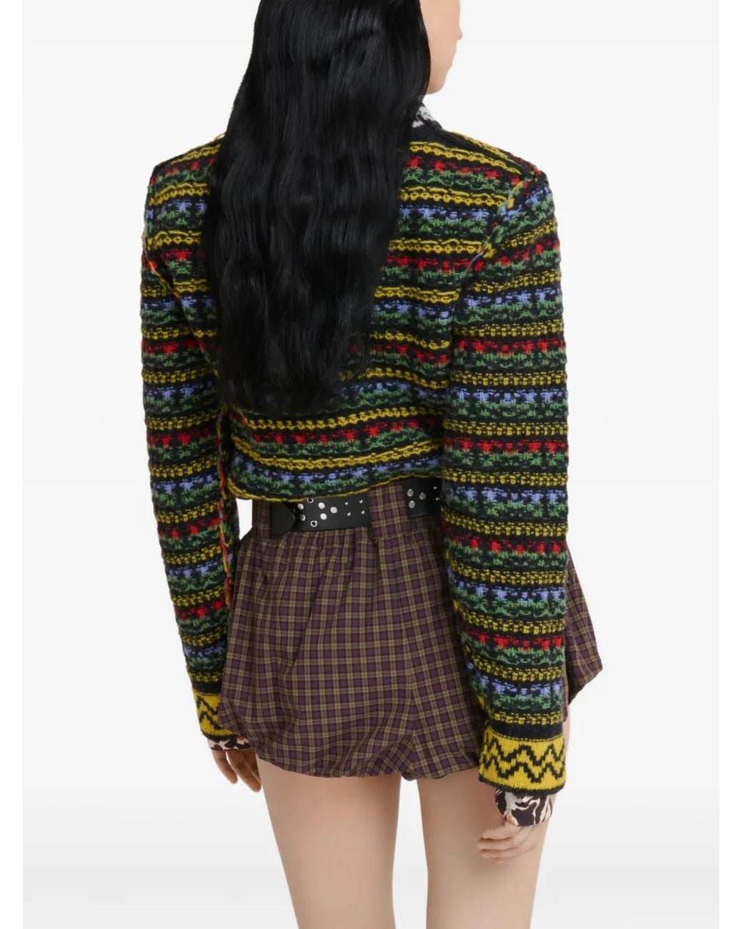 Marni Green Shetland Wool Sweater With Fair Isle Pattern