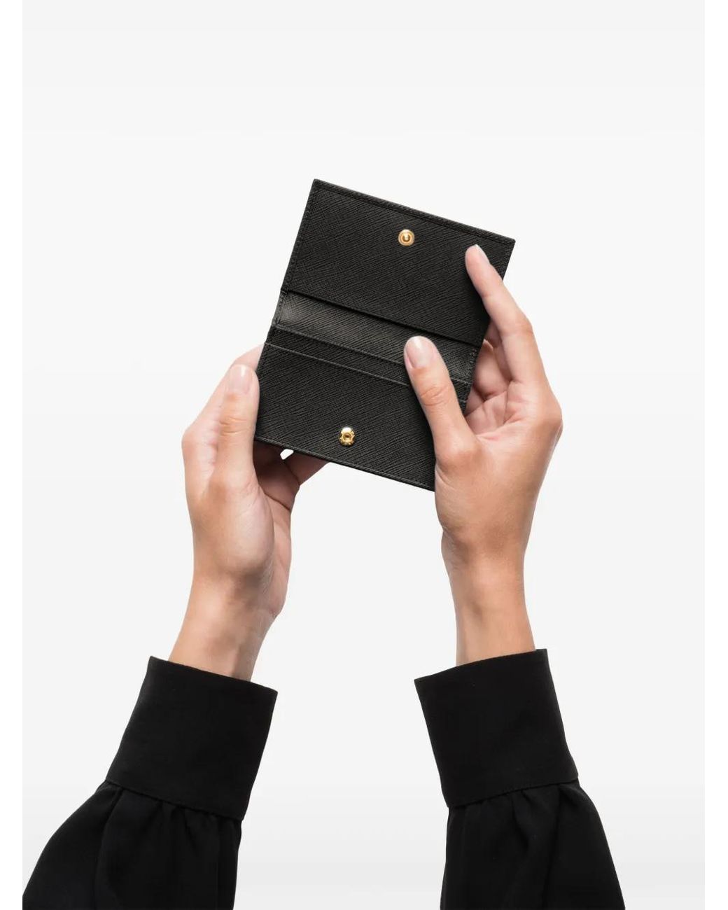 Prada Black Triangle-Logo Leather Card Holder