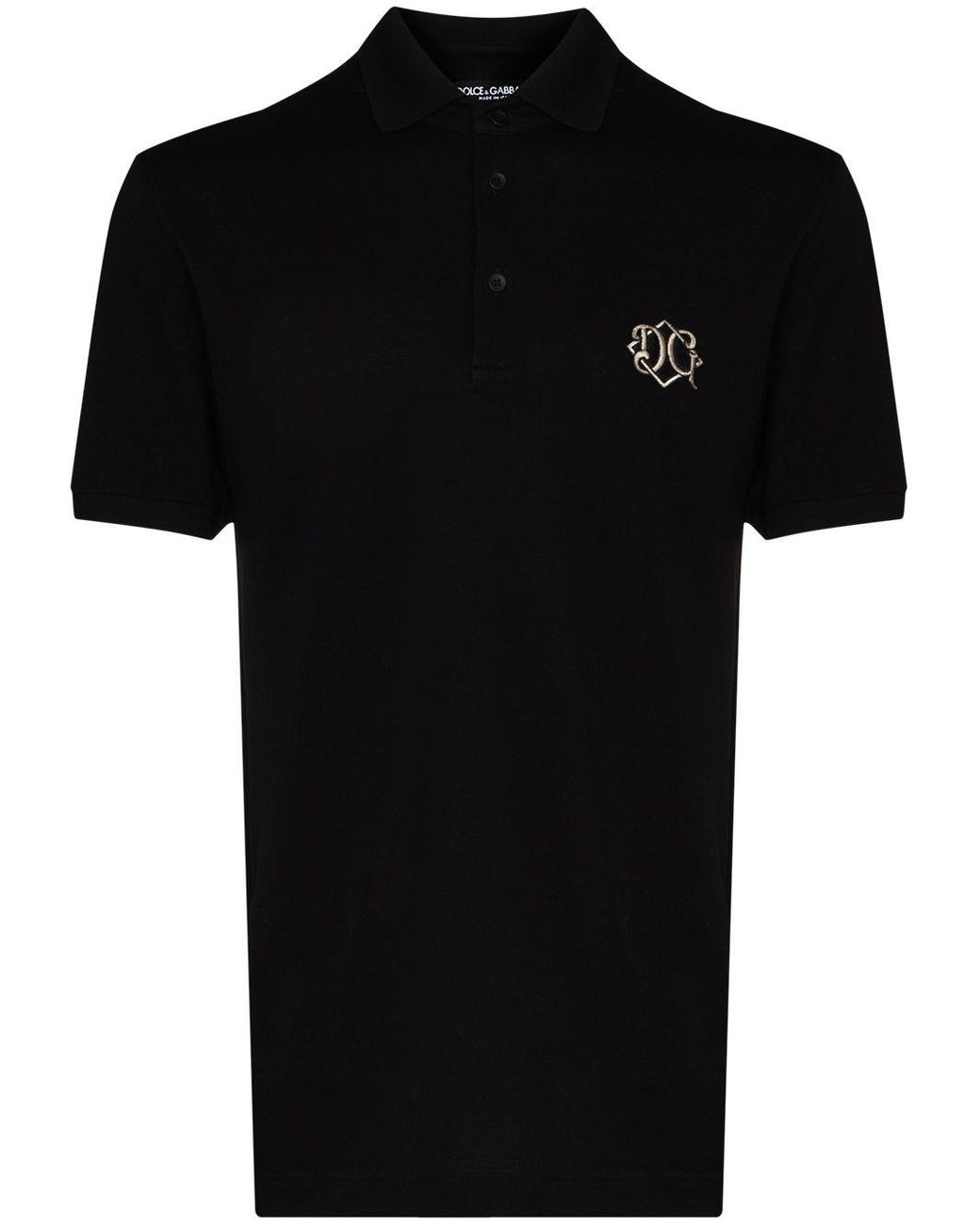 Dolce & Gabbana Embroidered Dg Logo Polo Shirt in Black for Men - Save ...