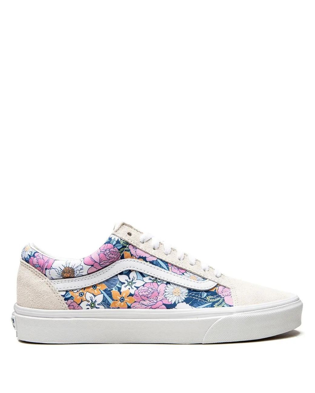 Vans White Old Skool Retro-Floral "Multi/True" Sneakers