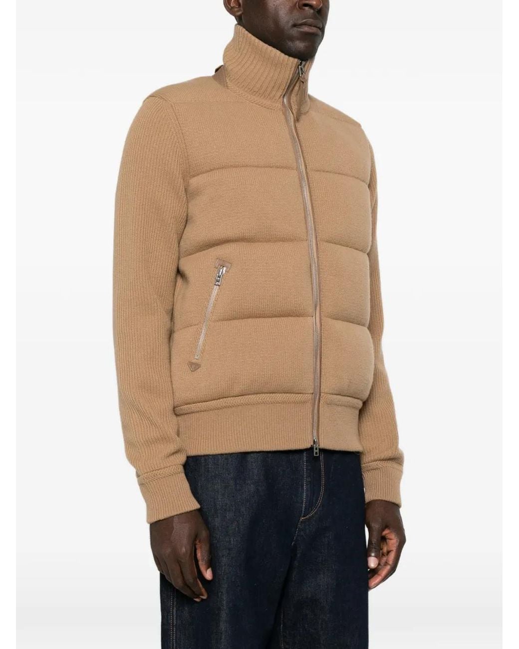 Tom Ford Natural Quilted Ribbed Jacket for men