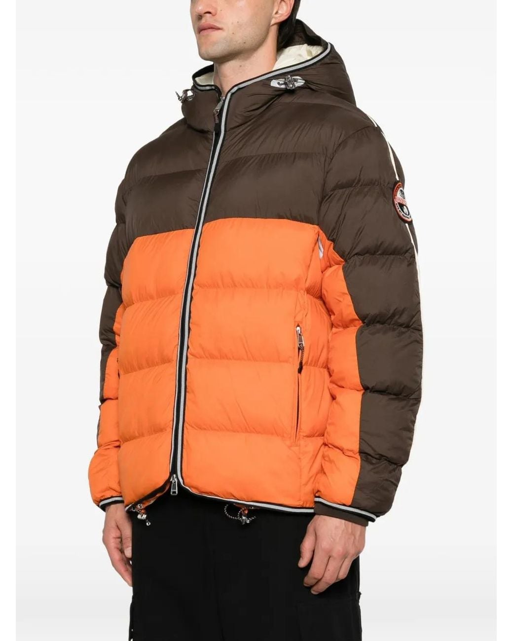 Napapijri Orange Archive Colour-Block Padded Jacket for men