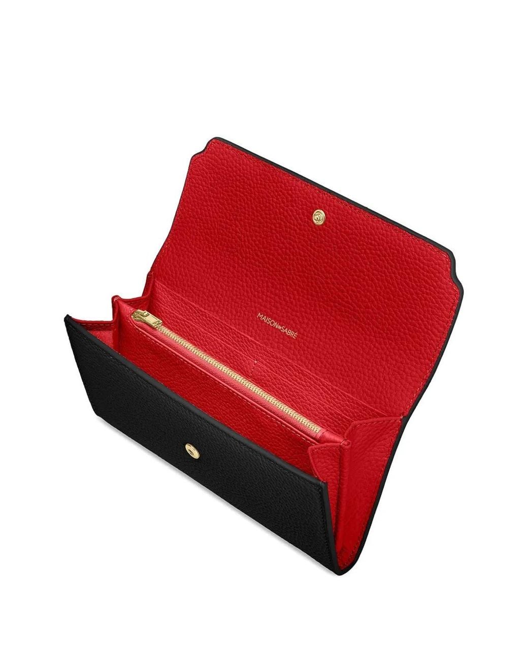 Maison De Sabre Black Flap Leather Long Wallet
