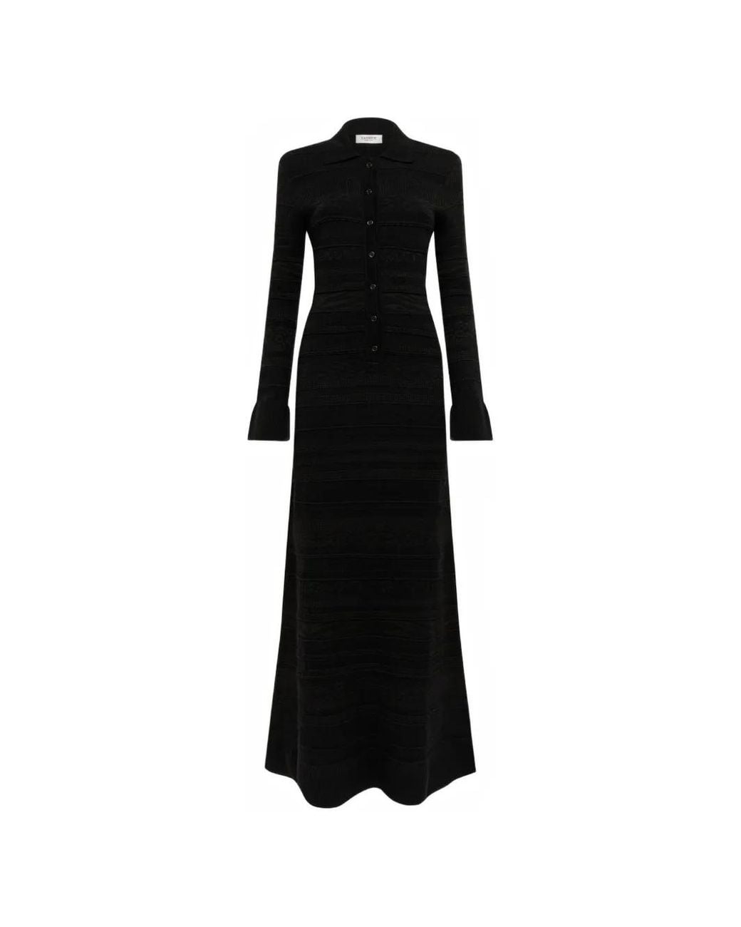 Laneus Black Jacquard-Knit Slim-Fit Maxi Dress