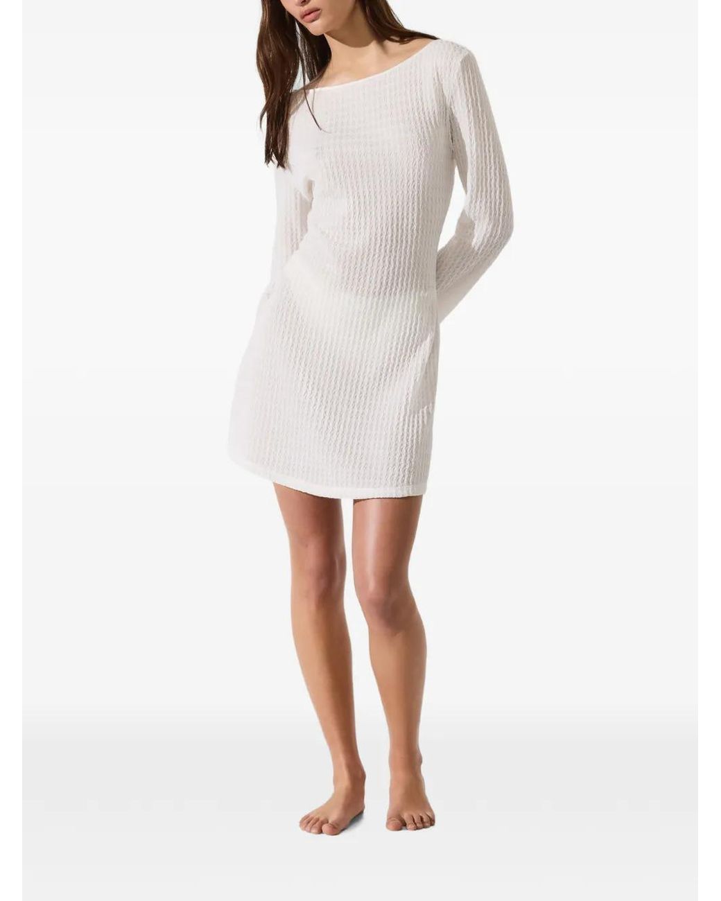Karl Lagerfeld White Textured Faux-Pearl Beach Dress