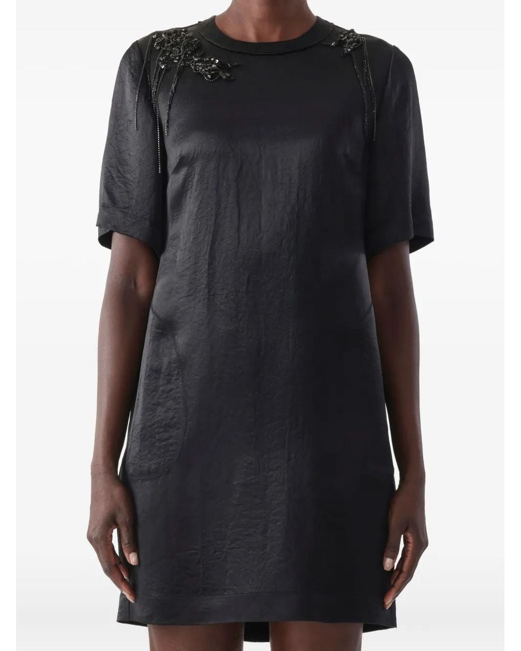 Jason Wu Black Short-Sleeve Mini Dress