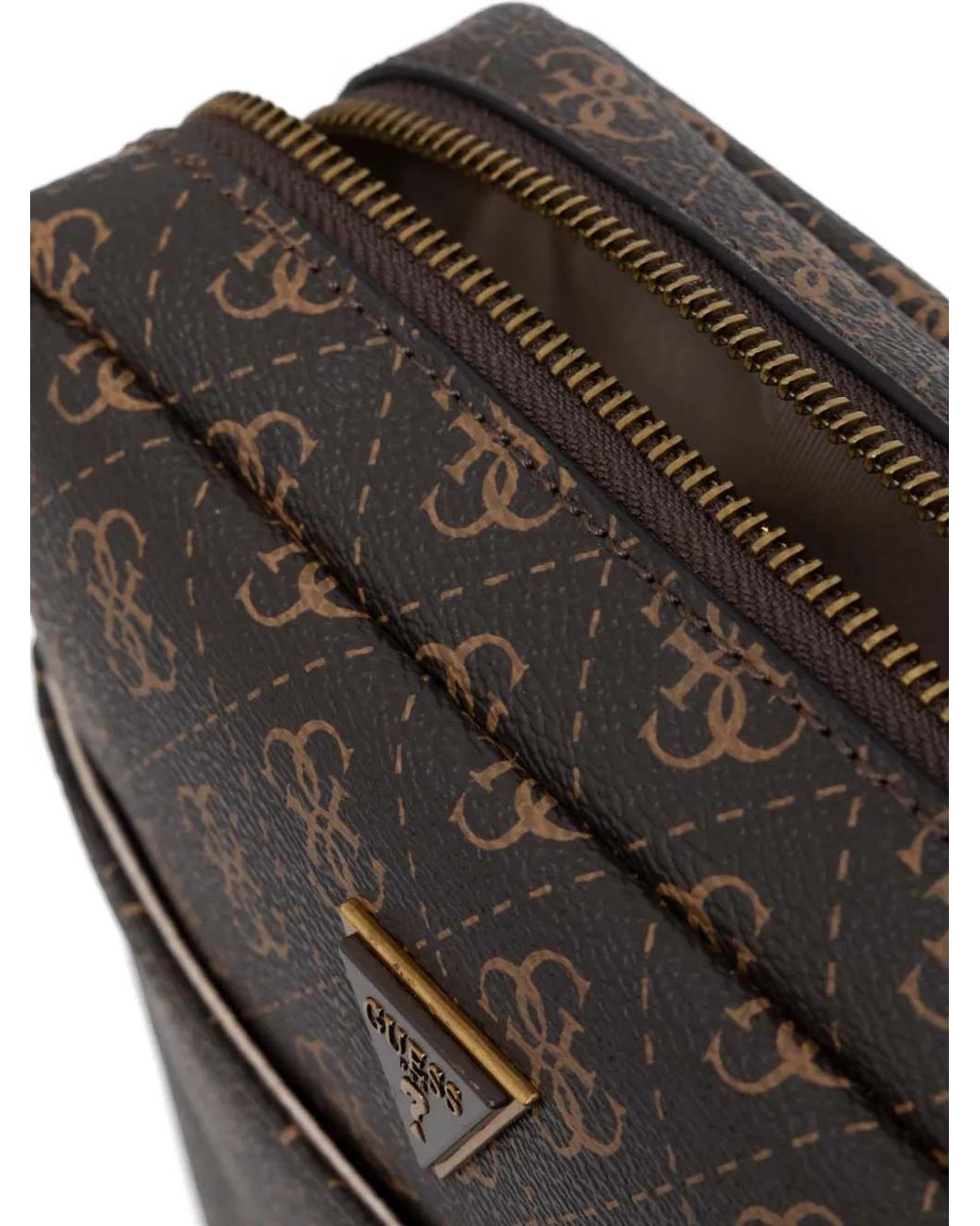 Guess Black Mini Torino Monogram-Pattern Logo-Plaque Messenger Bag for men