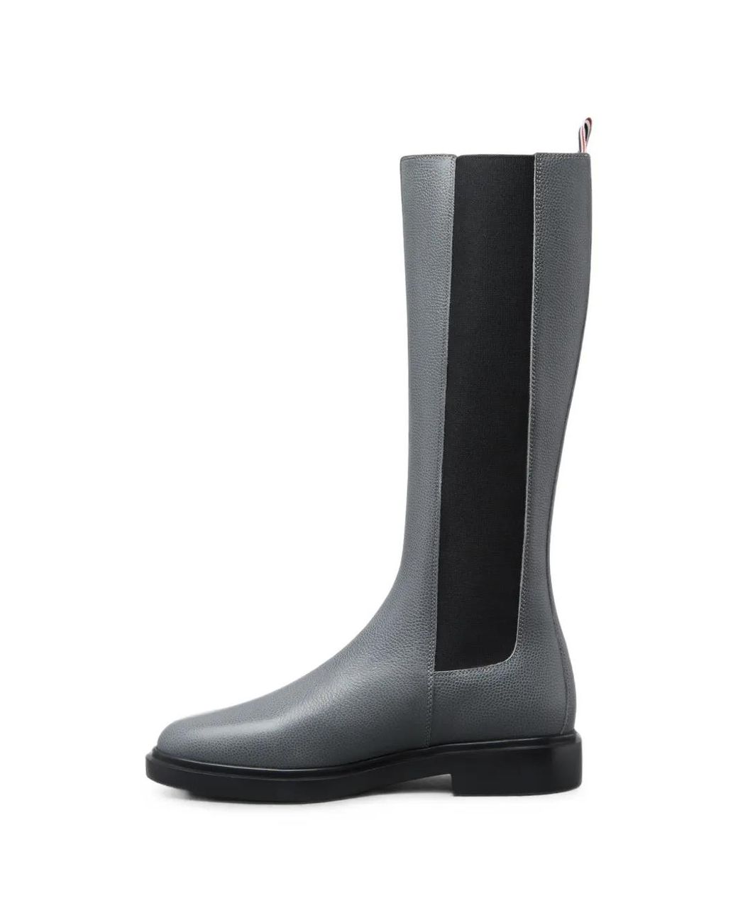 Thom Browne Black Pebble-Grain 4-Bar Knee-High Chelsea Boots