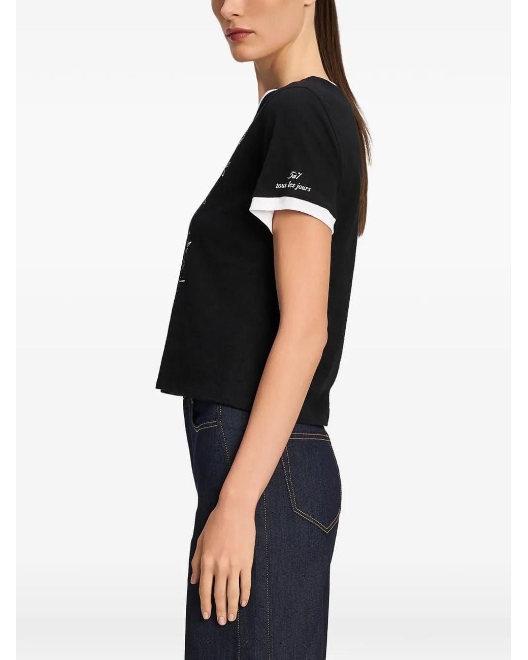Cinq À Sept Black Doodle-Print T-Shirt