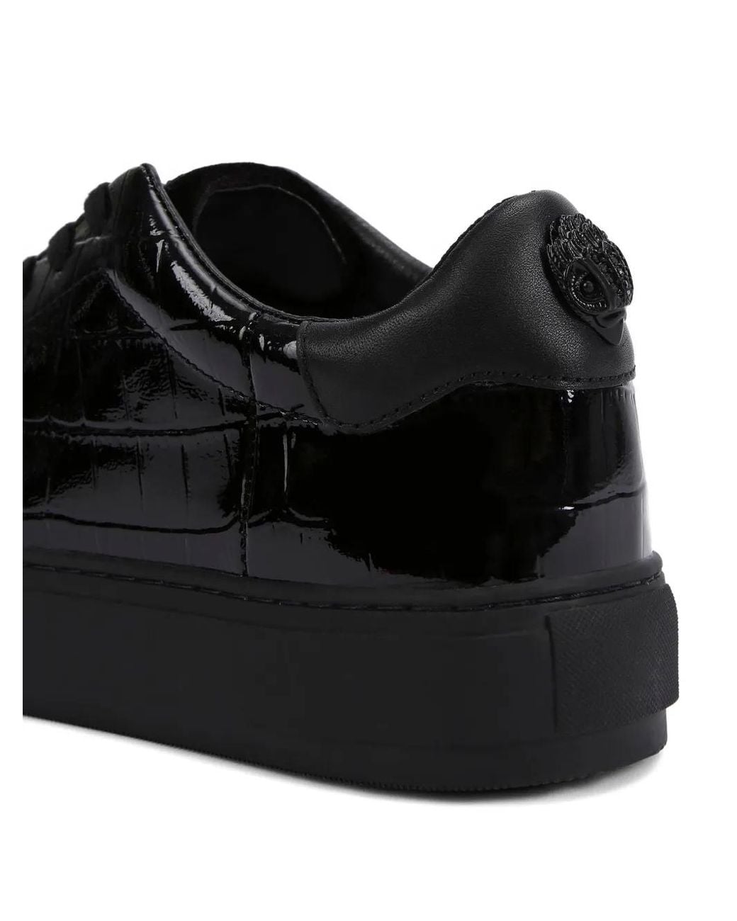 Kurt Geiger Black Croc Head Lace-Up Sneakers for men