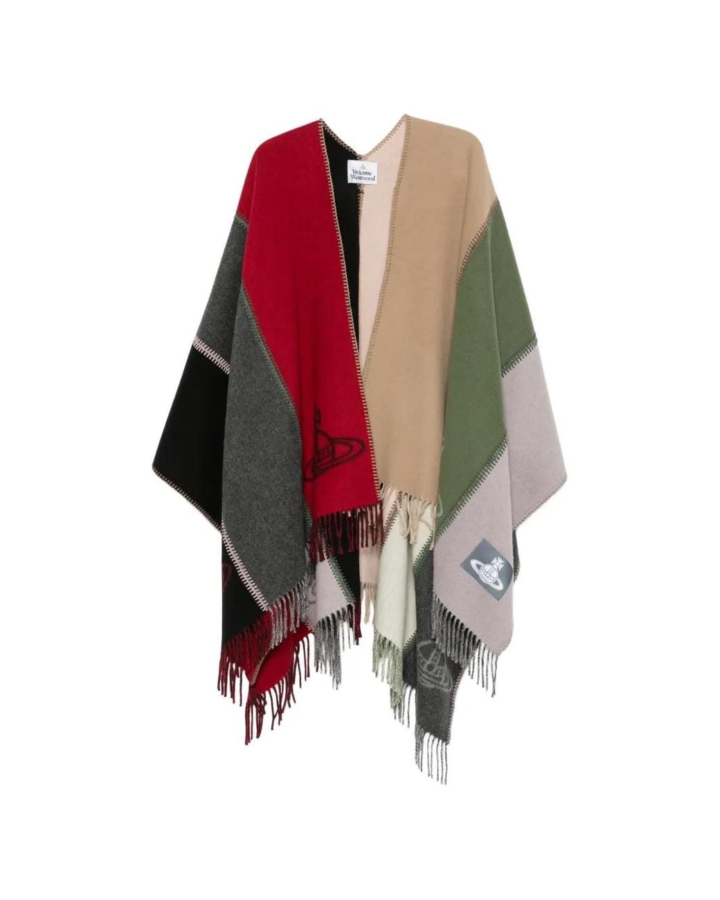 Vivienne Westwood Red Orb-Print Blanket Poncho
