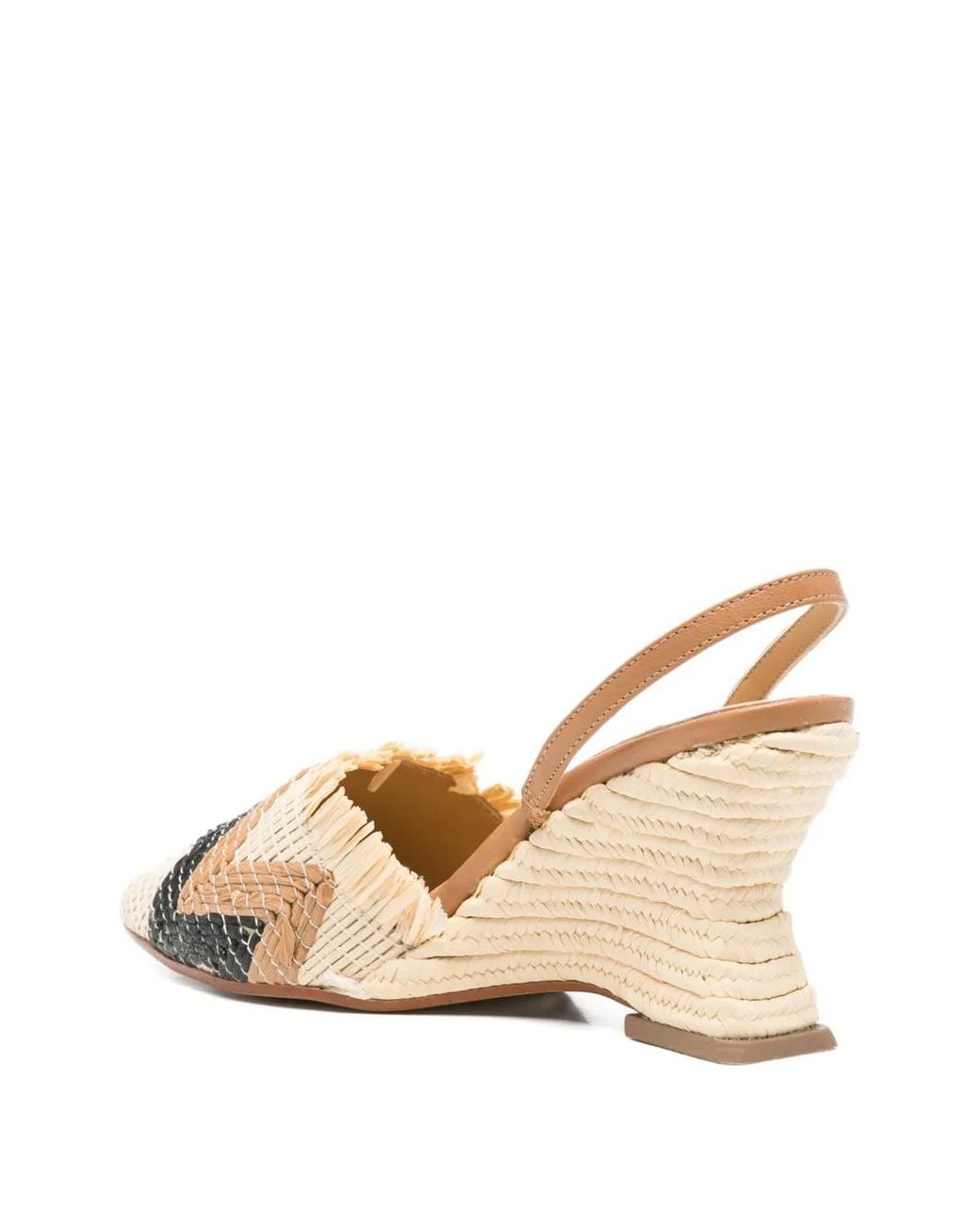 Castaner Natural Chevron-Weave Slingback Pumps