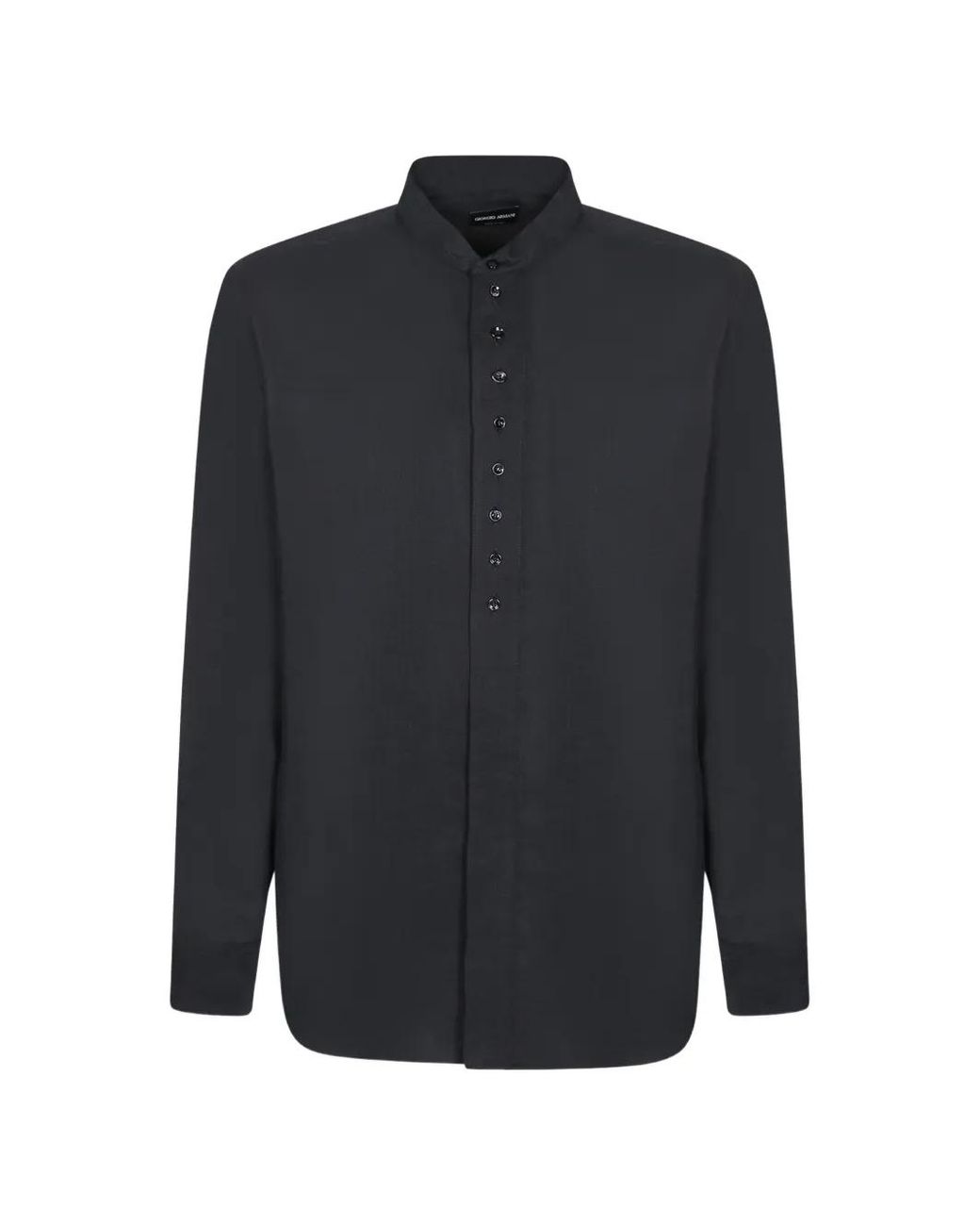 Giorgio Armani Blue Mandarin-Collar Long-Sleeve Shirt for men