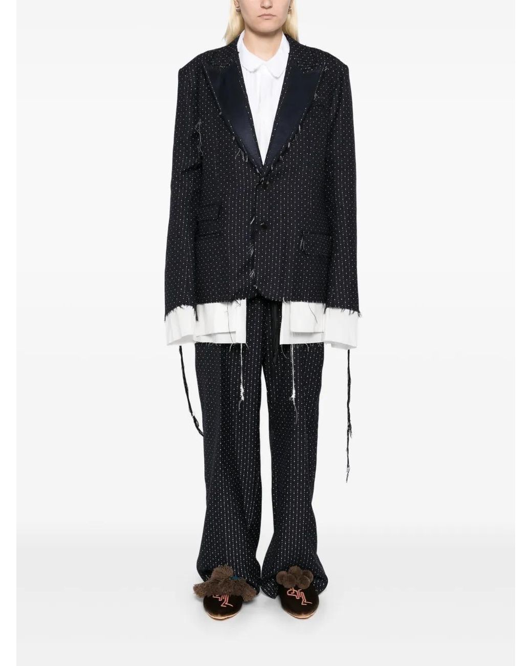 Midorikawa Black Shoulder-Strap Tailored Trousers