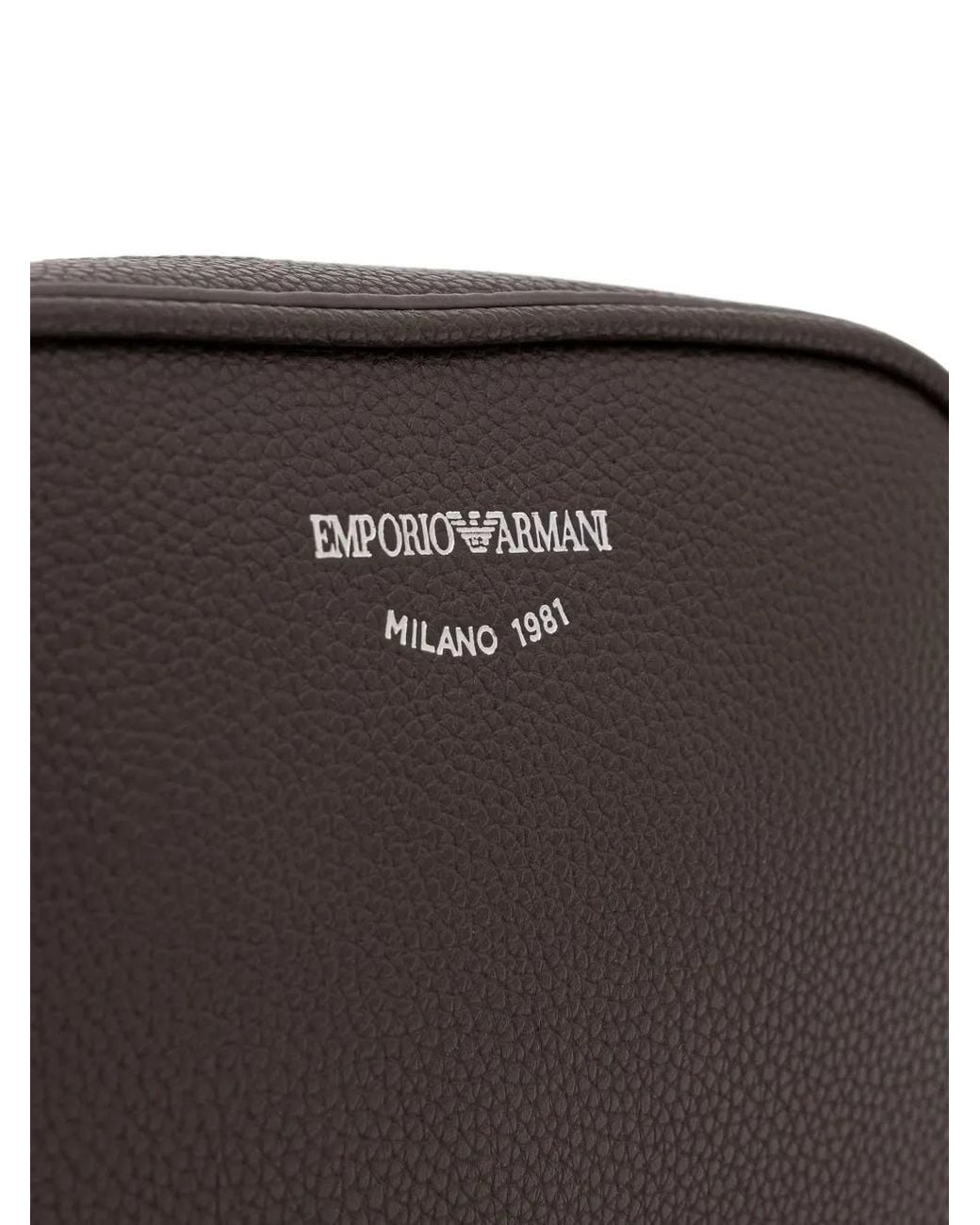 Emporio Armani Gray Deer-Print Camera Case With Shoulder Strap