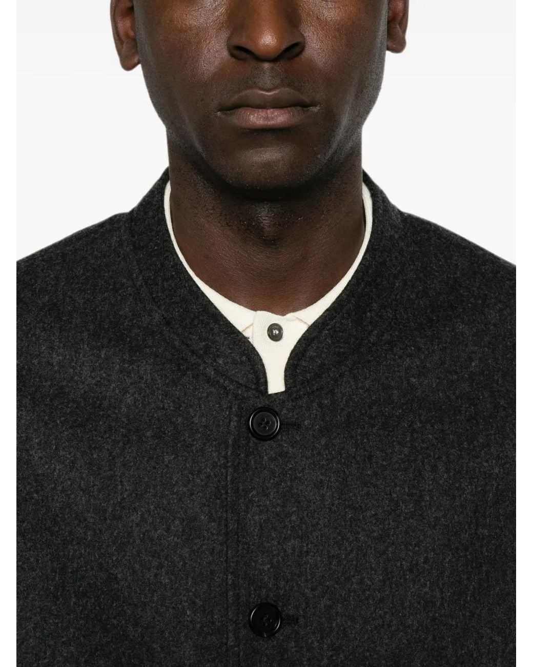 Jil Sander Black Band-Collar Single-Breasted Jacket for men