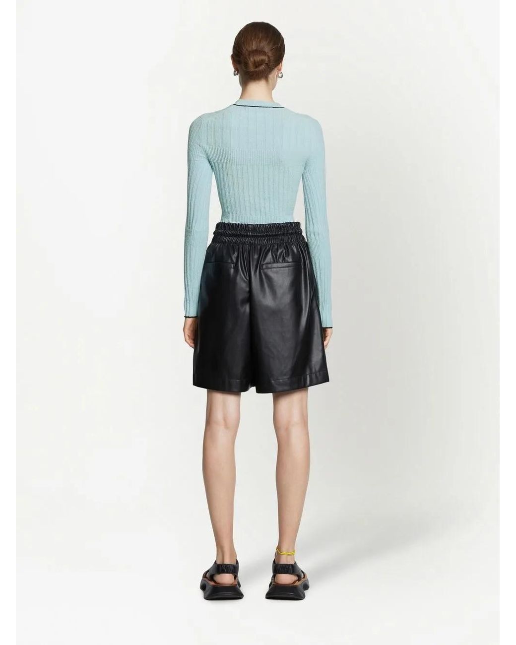 Proenza Schouler Blue Cut-Out Bouclé Knitted Top