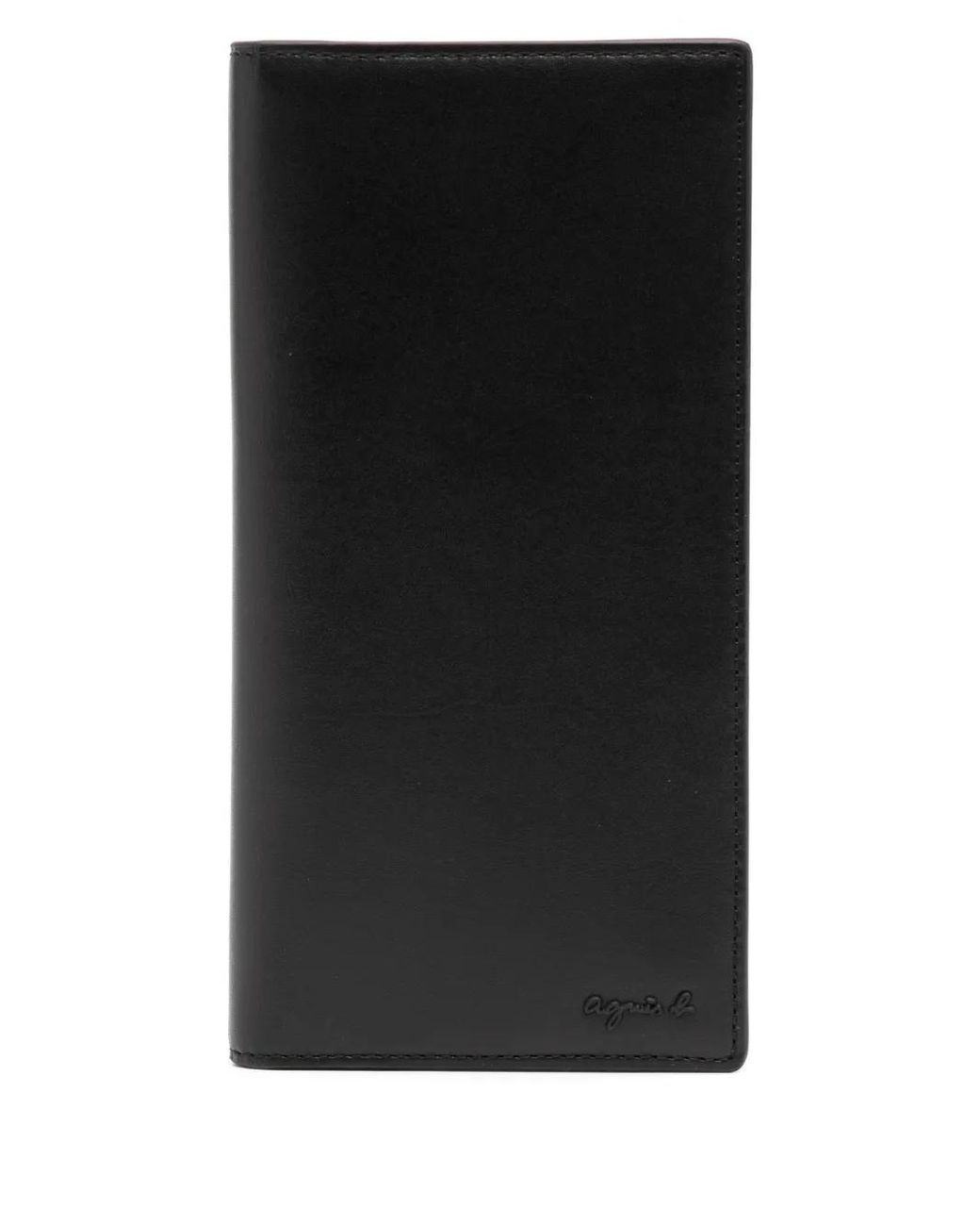 Agnes B. Black Leather Long Wallet for men