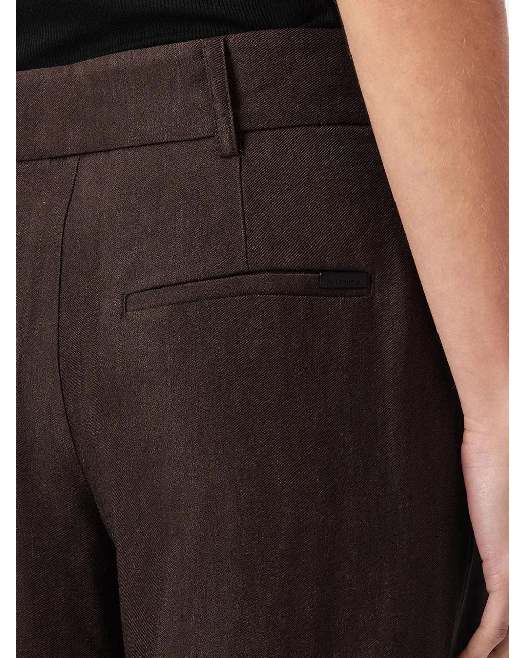 AllSaints Brown Charley Pleated Trousers