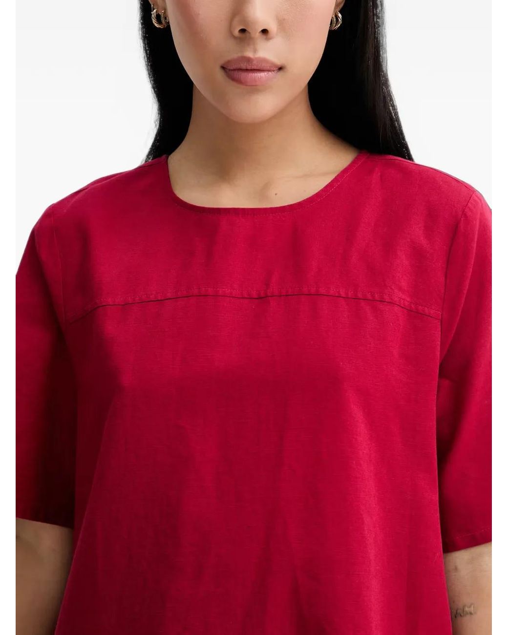 Marc O' Polo Red Tie-Back Short-Sleeved Shift Mini Dress