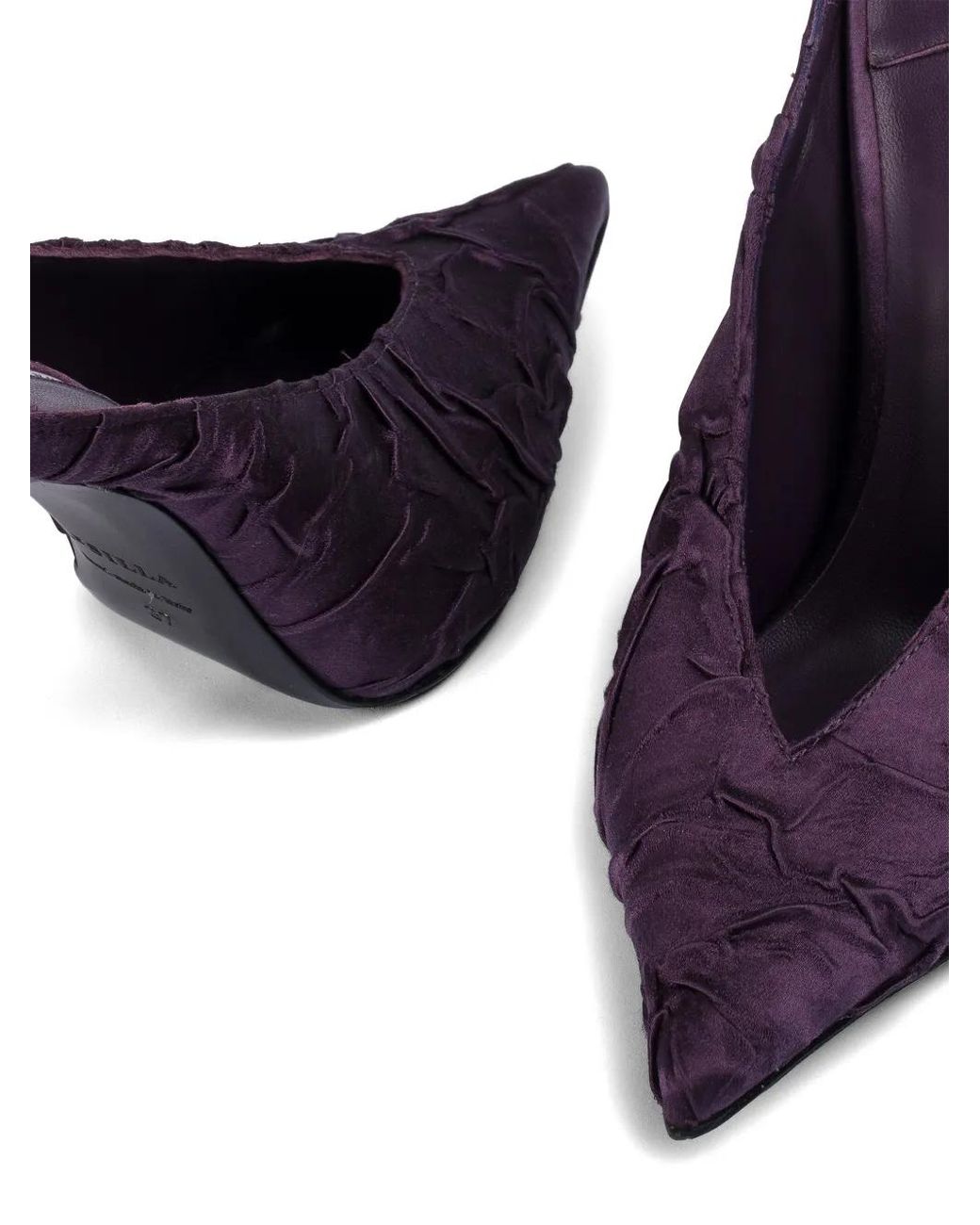Le Silla Purple Clivage Ruched Silk-Satin Mules