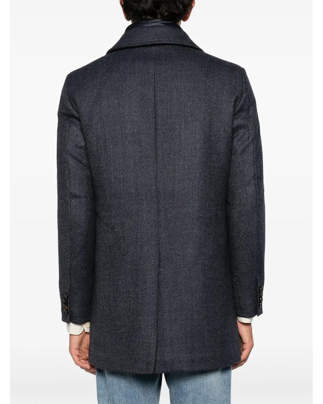 Moorer Blue Button-Fastening Coat for men