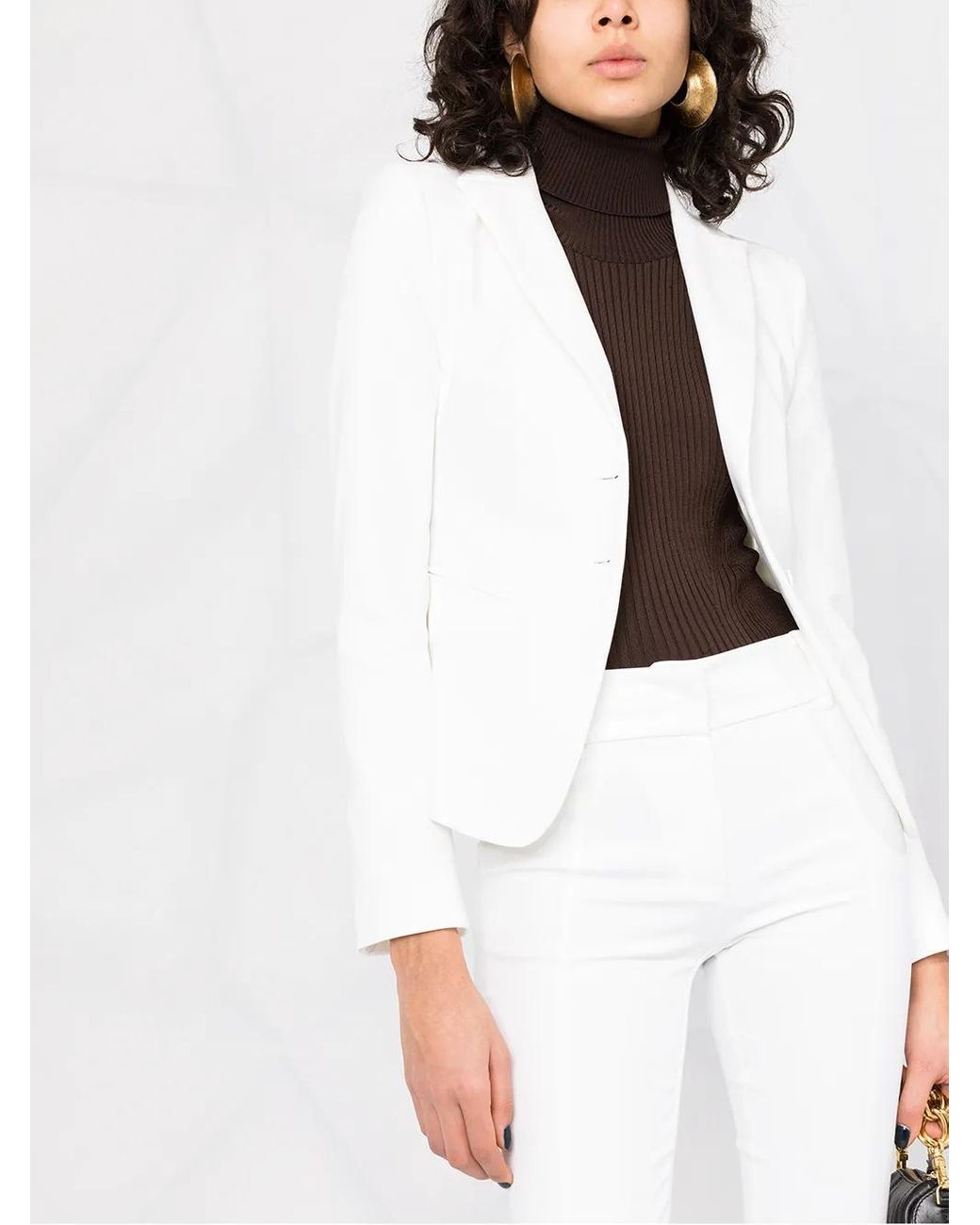 Patrizia Pepe White Single-Breasted Blazer