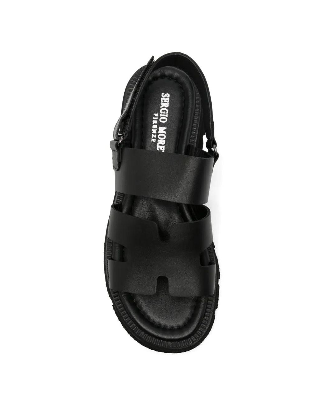 SERGIO MORETTI FIRENZE Black Touch-Strap Chunky-Sole Sandals
