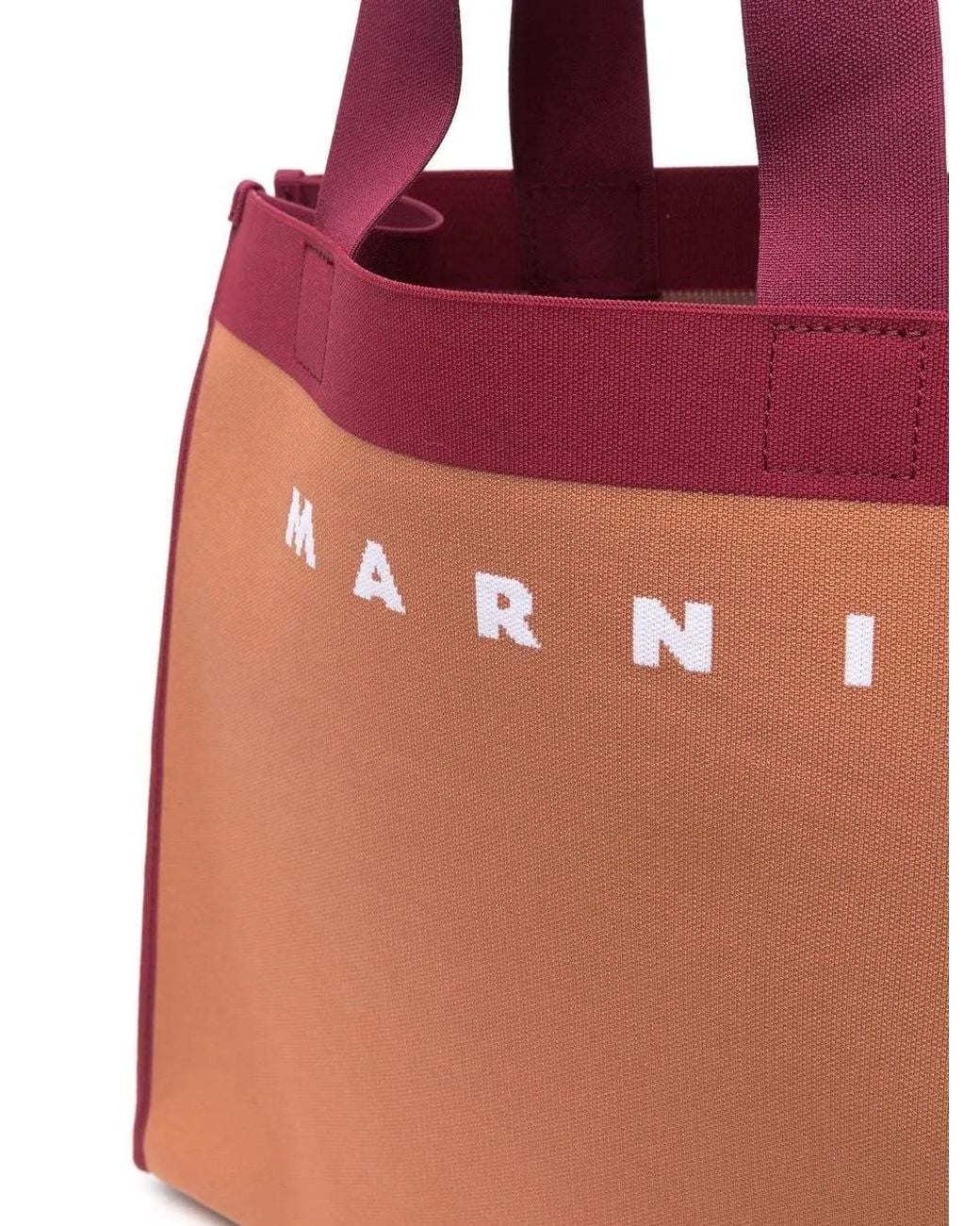 Marni Red Logo Print Tote Bag