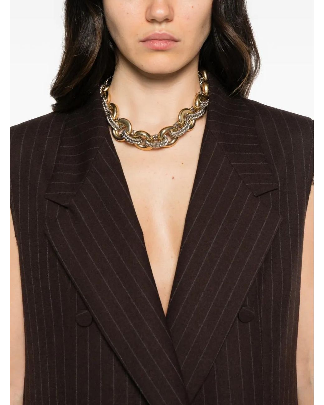 MARSĒM Black Pinstripe Double-Breasted Gilet