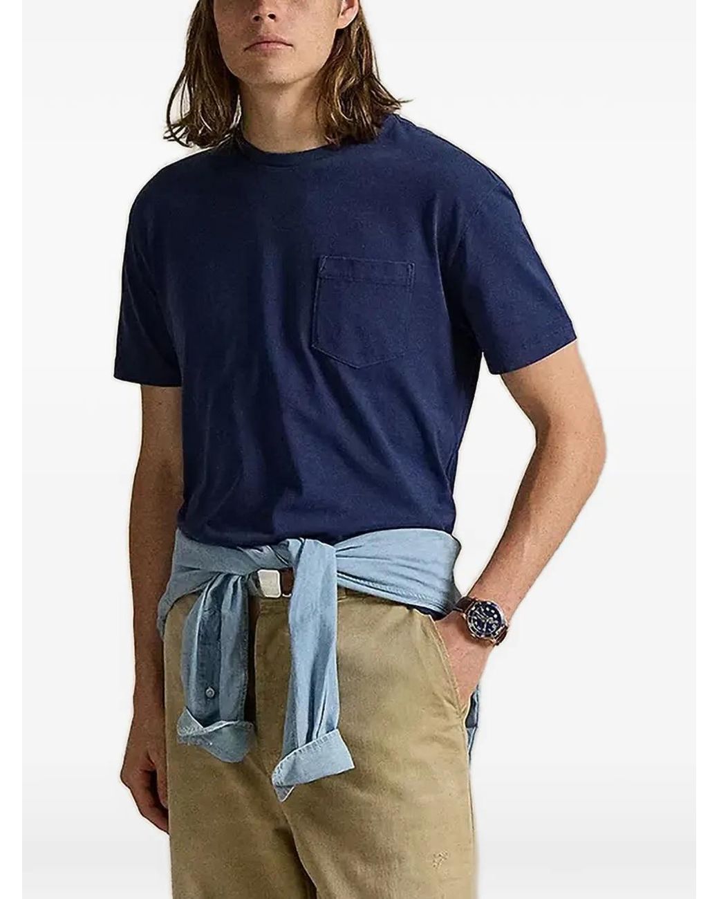 Polo Ralph Lauren Blue Patch-Pocket T-Shirt for men