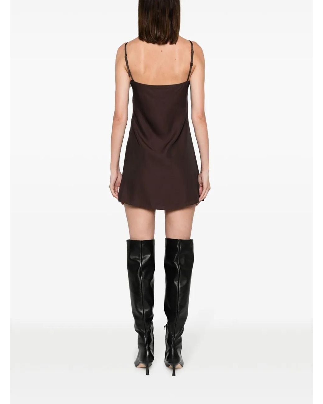 Courreges Black Logo-Embroidered Slip Minidress