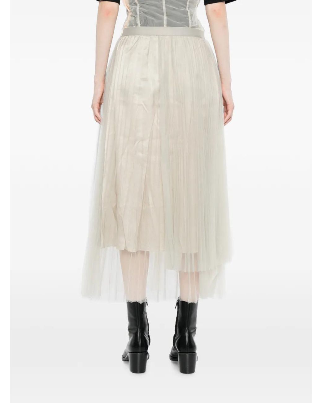 JNBY White Pleated Midi Skirt