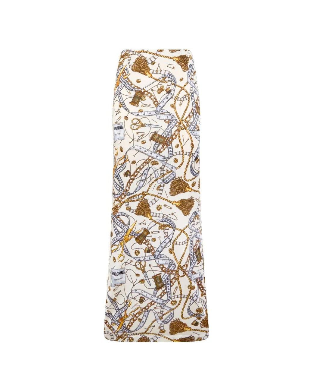 Moschino White Jupe Longue À Imprimé Graphique