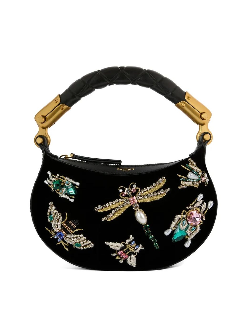 Balmain Black Mini Ebene Insect Bag