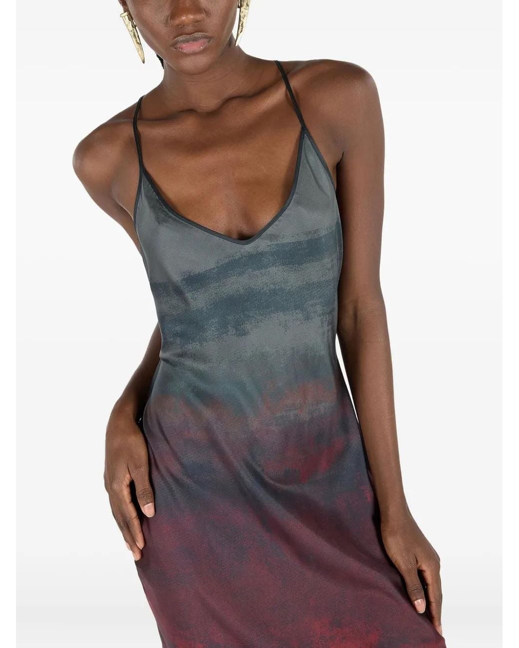 Roberto Cavalli Purple Spaghetti-Strap Dress