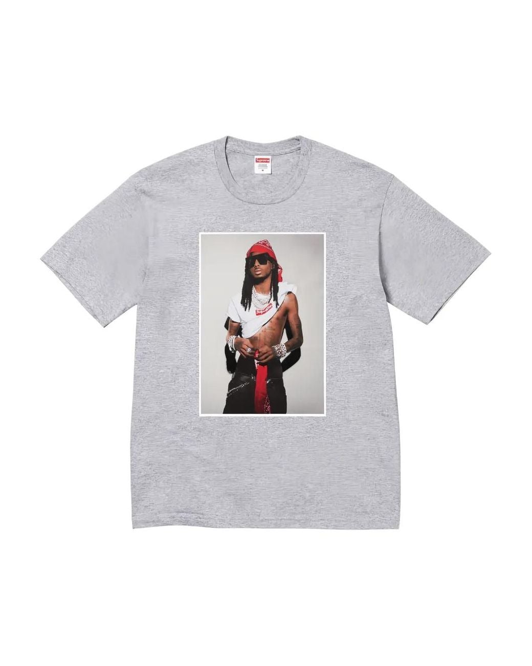Supreme Gray Playboi Carti Graphic Ptint T-Shirt for men