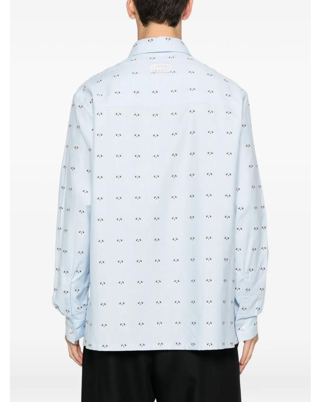 LC23 White Chest-Pocket Patterned Shirt for men