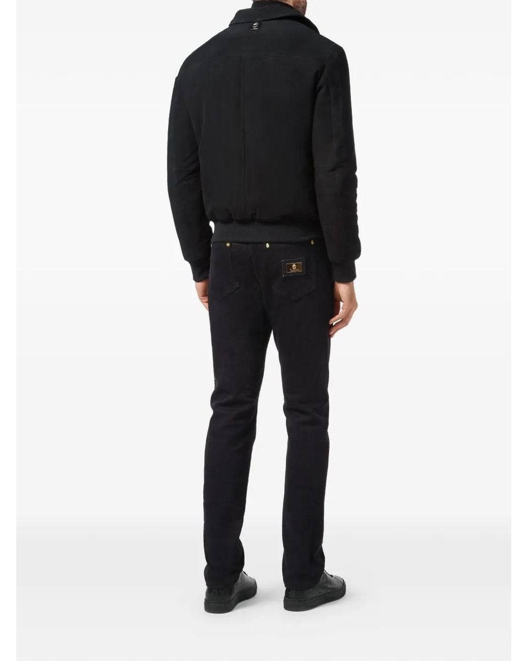 Billionaire Black Logo-Patch Bomber Jacket for men